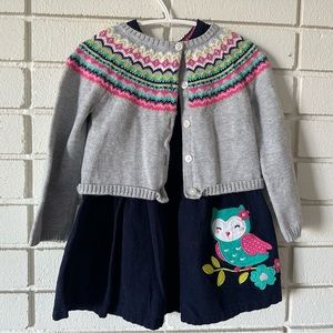 Vintage Button Down Sweater And Navy Blue Dress